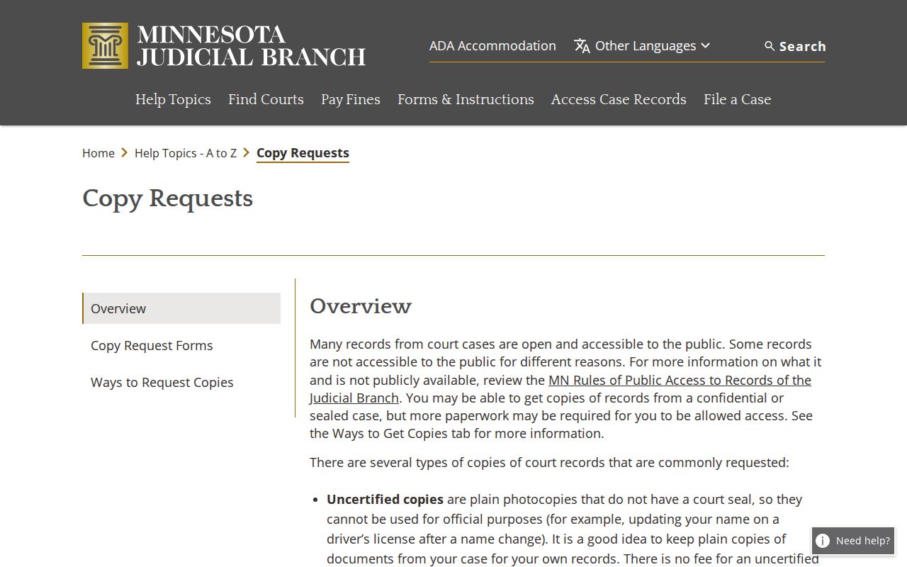 Pope County court record search copy request overview