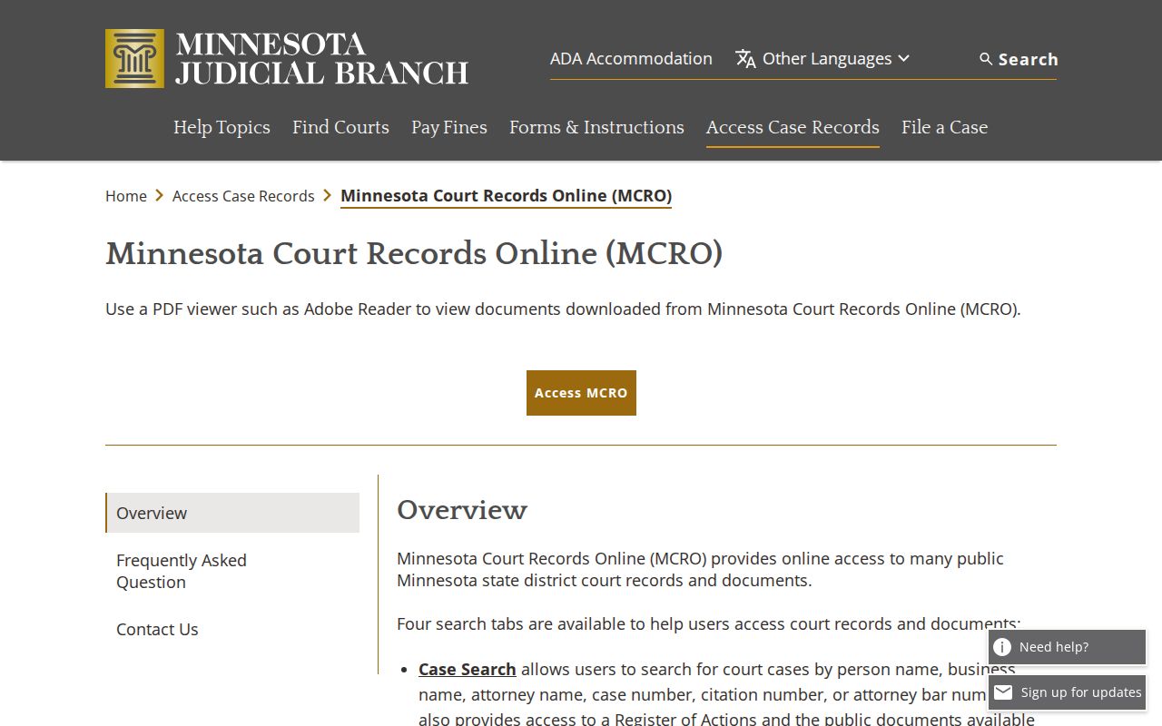 Pope County court docket MCRO access overview
